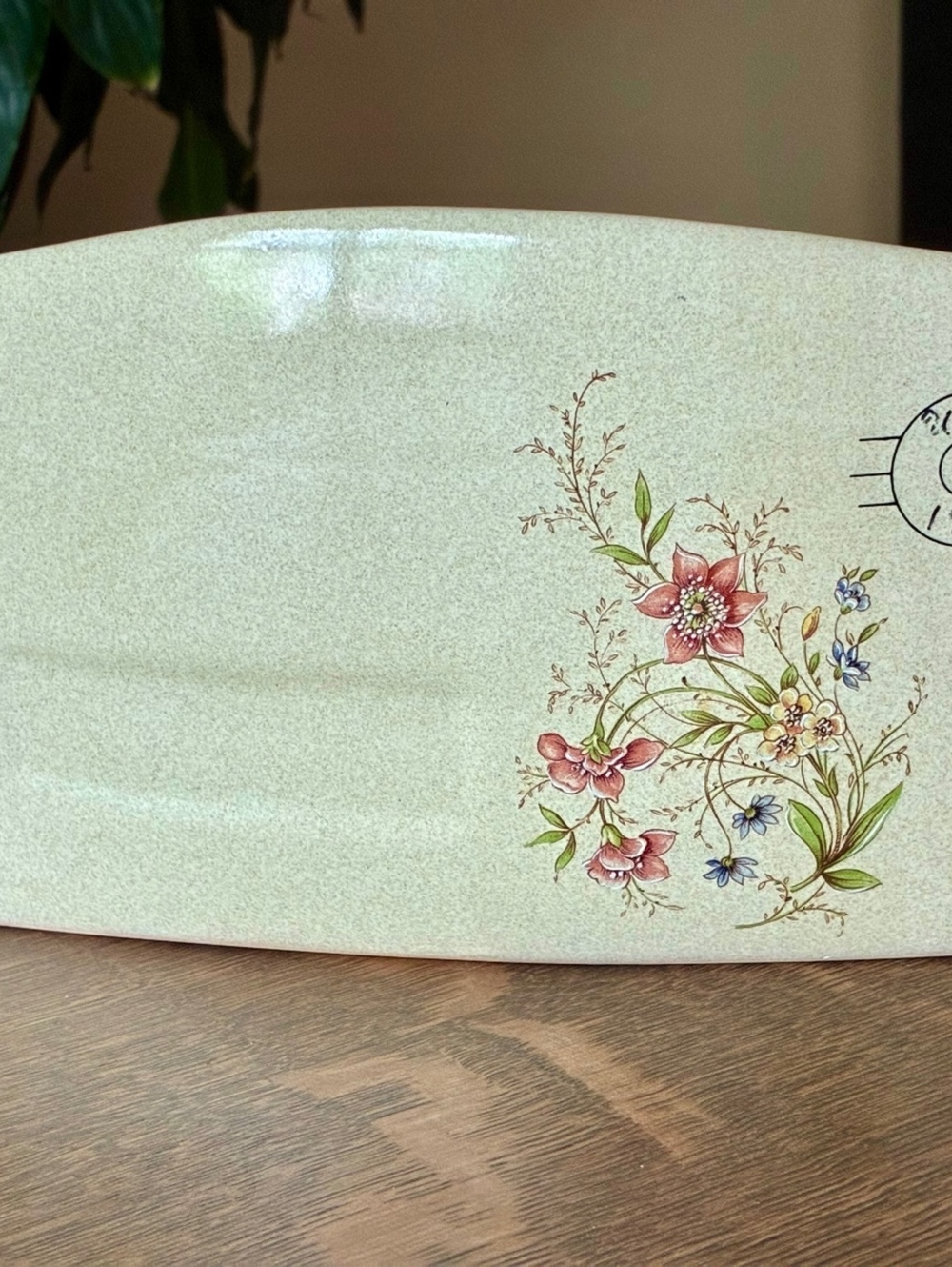 Vintage Ceramic envelope Wall pocket container with Floral Design